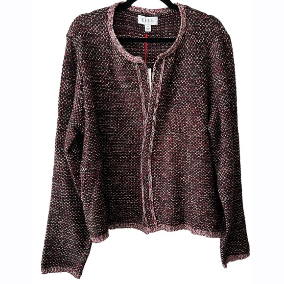 Elle Sweaters - Elle Multicolor Textured Knit Open Front Cardigan Women Size XXL